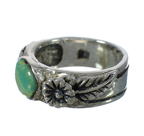 Authentic Sterling Silver And Turquoise Flower Ring Size 5 YX91613